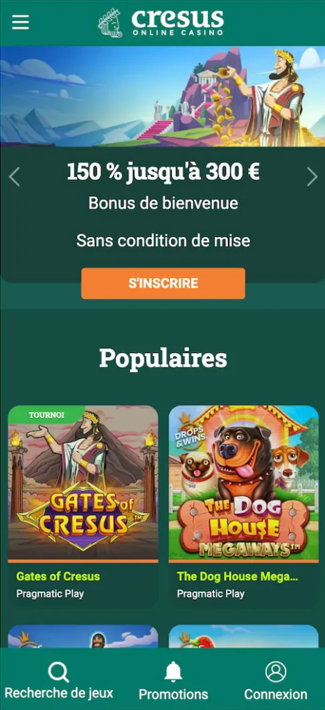 Inscription au cresus casino application mobile